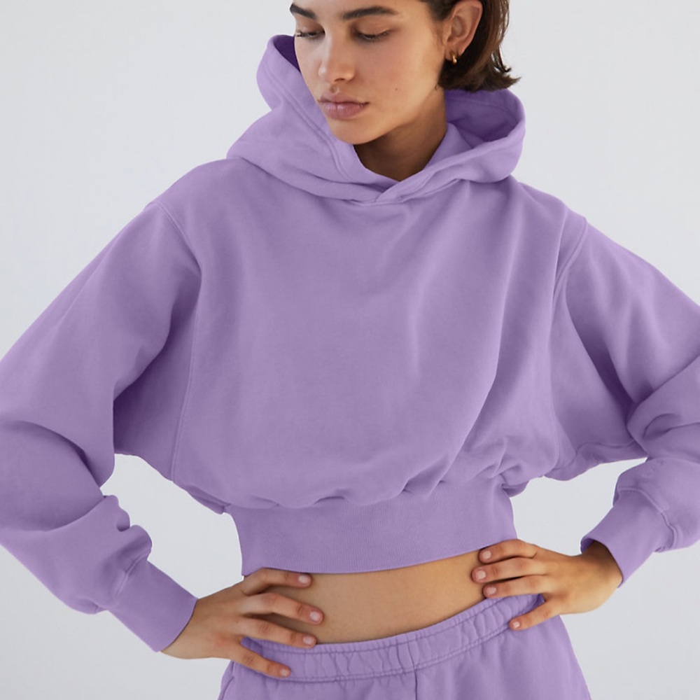 Aritiza tna cozy fleece perfect shrunken hoodie crop pullover petal purple